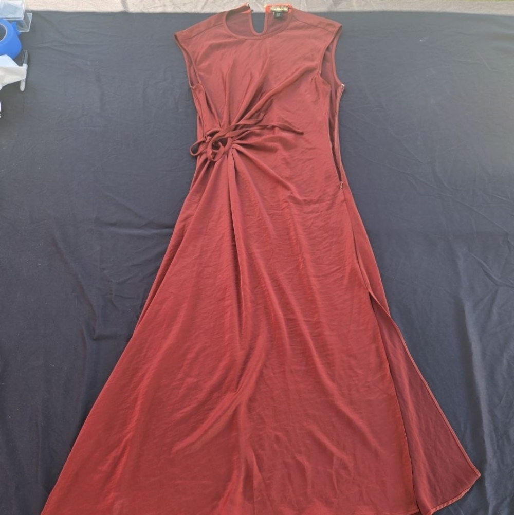 House of Harlow 1960 Rust Red Sleeveless Knot-Front Maxi Dress